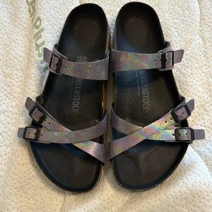 Birkenstock Burks-flor oil slick sandals